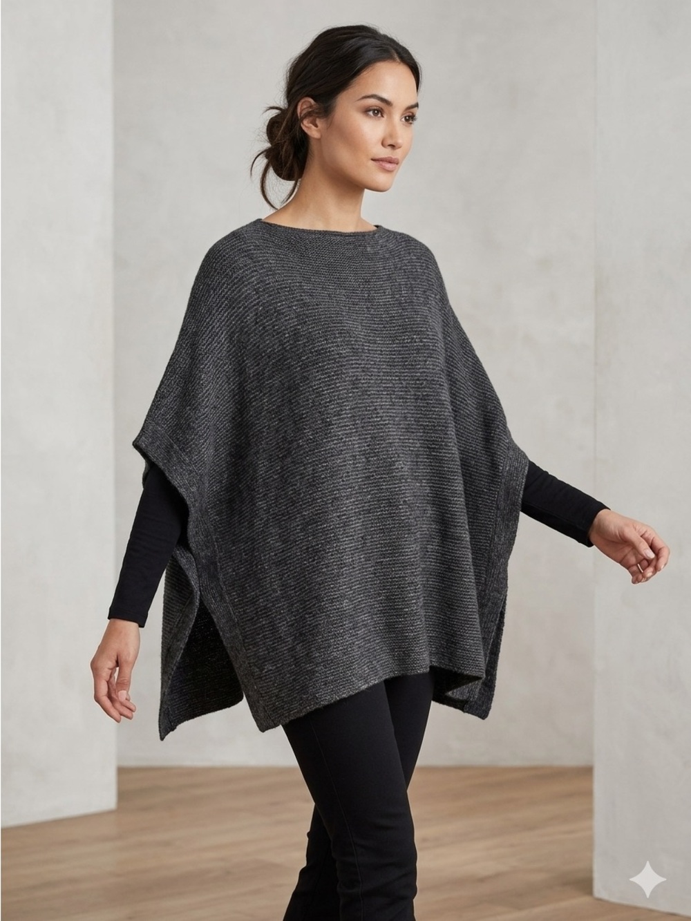 Universal Thread Oversized Chunky Fall\Winter Cozy Charcoal Knit Poncho Top.